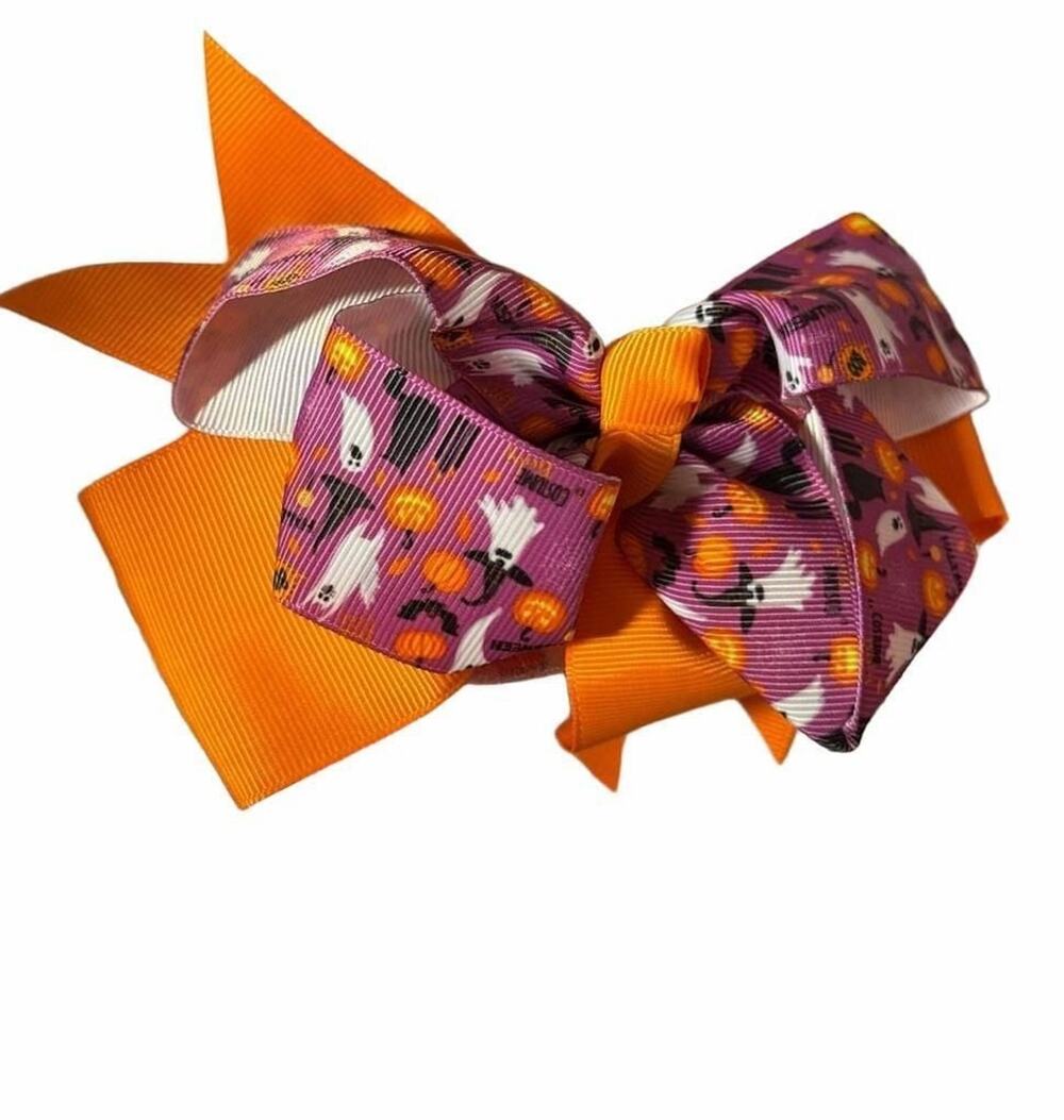 Jumbo Happy Halloween Jack O'Lantern Pumpkin Ghost Hair Bow